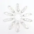 Drahtgewickelter klarer Quarz Kristallspitzen Anhänger Halskette Edelstein Schmuck Großhandel - Nur Anhänger (Ohne Kette) / Silberdraht Transparent Weiß