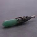 Groene kristallen zeshoekige zuil hanger met vintage bronzen metalen dop voor yoga sieraden. - Hanger Zonder Ketting / Antiek Brons Groene Aventurijn
