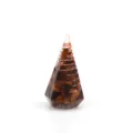 Ornamente piramide resina cristal, alambre cobre hecho a mano decoracion piedra curativa. - Ojo de tigre / Adorno de pirámide hexagonal