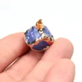 Goldenes Würfel Anhänger Kristall Glas vergoldeter Rand DIY Schmuck Detailansicht Zierde - Aquamarin