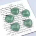 20mm natürlicher grüner Kristall Herz Anhänger Halskette DIY Handwerk Zubehör. - Grüner Aventurin