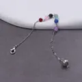 Gedetailleerd uitzicht van natuursteen kralen metalen ketting hanger mode sieraden. - Alleen ketting (zonder hanger) / Zeven Chakra Kralen Ketting