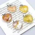 20mm herzförmiger Kristall Stein Anhänger für DIY Halskette Schmuck, bunte Edelstein Perle. - Transparent Gelb Blumig