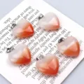 20mm naturkristall herz anhänger rot weiß verlauf stein halskette diy handgemachte zubehör - Weiß Zu Rosa Verlauf