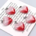 Rot-weißer Farbverlauf Herz Kristall Anhänger DIY handgemachte Halskette Modeschmuck Zubehör - Rosa