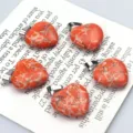 20mm Naturstein Herz Anhänger Roter Kristall Schmuck DIY Halskette Zubehör 5 Stk - Howlith
