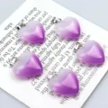 Lila Farbverlauf Herz Kristall Anhänger 20mm DIY Halskette Stein Schmuck Zubehör - Weißlila