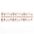 Unghie finte a mandorla rosa nude stile francese fiocco pois cigno set unghie eleganti - Stile Cigno Fiocco Francese Rosa Nude (B1-15140) / Foglio da 30 Pezzi