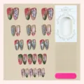 3D Cat Eye Press on Nails Almond False Nails Kit with Packaging Box Adhesive Tabs and File - Boxed (3XB1-14322) / 30 Packs