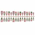 3D silver relief cat eye press on nails almond shape pink green gradient false nail design - Strips (B1-14322) / 30 Packs
