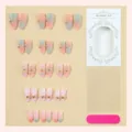 Vue détaillée de faux ongles en amande avec colle gélifiée et accessoires de limage. - 1XB1-14619 / 30 Pcs/Boîte