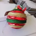 Christmas tree bauble ornament red green gold glitter festive hanging ball decoration - 15cm / Red