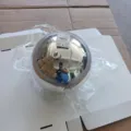 Silver electroplated Christmas ball ornament, reflective mirror finish holiday decoration sphere. - 20cm / Silver