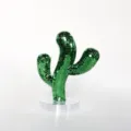 Green Mirror Disco Ball Cactus Figurine, Shiny Glass Tabletop Decor for Modern Home Use - Green