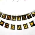 Graduation banner congrats grad black gold party decoration school supply setup room - Large Bronzing Style (CONGRATS GRAD)