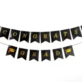 Graduation banner black and gold congrat grad party hanging decoration backdrop supply - Small Bronzing Style (CONGRATS GRAD)