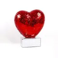 Red heart disco mirror ball variant with silver base for wedding and party decorations. - Red