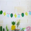 Cactus garland banner for tropical Hawaiian party birthday decoration background. - Cactus Style