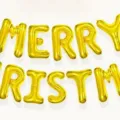 Christmas party decoration 16-inch gold foil letter balloon set festive banner layout - 16-Inch Gold Christmas Letter Foil Balloons (MERRY CHRISTMAS)