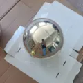 Shiny silver electroplated mirror ball Christmas tree hanging decoration festive bauble - 25cm / Silver