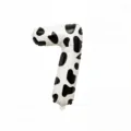 40-inch black and white cow print number 7 foil balloon for birthday party decorations event setup. - Number 7