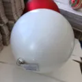 Large white Christmas decoration ball with silver cap, festive holiday tree hanging ornament. - 25cm / White