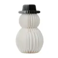 White Paper Honeycomb Christmas Snowman Decoration Foldable Winter Holiday Table Centerpiece - Small Black Hat