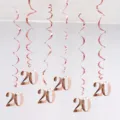 20th birthday party hanging swirls decorations rose gold set PVC ceiling hanging decor - 20th Birthday Spiral Decorations (Rose Gold)