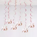 Rose gold 25th birthday hanging swirl decorations 6-piece party ceiling decor pvp - 25th Birthday Spiral Decorations (Rose Gold)