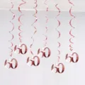Rose Gold Number 60 Birthday Party Hanging Swirl Decorations PVC Ceiling Pendants. - 60th Birthday Spiral Decorations (Rose Gold)