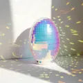 Shiny disco ball egg ornament, holographic mirror glass mosaic tabletop decor for Easter. - Transparent Rainbow