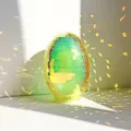 Shiny glass mirror egg disco ball ornament for Easter table decor and party decoration. - Grass Green