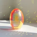 Shiny glass mirror disco egg desktop ornament for Easter party home decor table centerpiece. - Orange