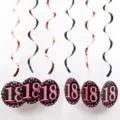 18th birthday party hanging swirls decorations black and pink PVC spiral ornaments set - Rose Gold Single Spiral Pink Age