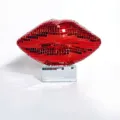 Red disco lips mirror ornament shiny glass ball sculpture for party home decoration - Decorative Figurines / Red