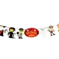 Guirlande en papier Halloween monstre cartoon citrouille decoration fete variante - Style de Carte Ovale Garçon Sorcier