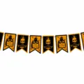 Guirlande en papier Halloween decoration de fete orange noir citrouille banniere effrayante - WSLQ-22 (Queue d'hirondelle Orange Noir Squelette)