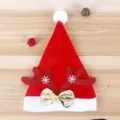 Rote Samt Weihnachtsmütze mit Geweih und goldener Schleife, festliche Party Kopfbedeckung. - Geweih Hut / Kinder / Rot
