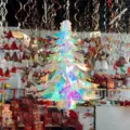 Holographic PVC Christmas tree hanging ornament for festive party wedding New Year decor - 13-Inch Christmas Tree