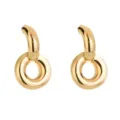 Chic orecchini a cerchio geometrici rotondi placcati in oro a forma di C per donne alla moda. - Stile Intrecciato Dorato (NE699) / 1 Coppia (2.4x1.4cm)