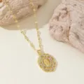 Gold goddess portrait pendant necklace, elegant rhinestone clavicle chain for women fashion. - Hollow Goddess Head Style (412) / Gold