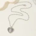 Silver rhinestone heart pendant necklace women vintage clavicle chain fashion jewelry - Heart Virgin Mary Style (410) / Silver