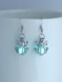 Leuchtende Frosch Ohrringe in Silber, niedliche im Dunkeln leuchtende Tiermotiv Schmuck - NY984 Frosch mit blaugrünem Leuchten