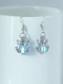 Leuchtende blaue Perle Frosch Hohlkaefig Ohrringe silberne Farbe Mode Damenschmuck Geschenk - NY985 Frosch mit himmelblauem Leuchten