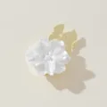 White floral shirt button cover stylish cuff clip accessory for elegant clothing decor. - Pearlescent White