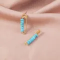Boho gold safety pin stud earrings with turquoise stone beads for women fashion jewelry. - Blue Stone Pin Style (SE1009)
