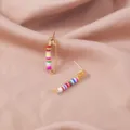 Bohemian style metal safety pin stud earrings with colorful polymer clay beads for women fashion. - Colorful Polymer Clay Pin Style (SE1010)