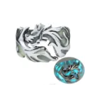 Bague lumineuse homme dragon style retro vintage, bijou argente de style punk gothique. - 17mm / Argent Antique Lueur Bleu-Vert (NR043)