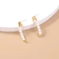 Gold safety pin pearl stud earrings for women fashion trendy minimalist jewelry accessories - Pearl Pin Style (SE1011) / White