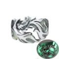 Bague dragon rétro lumineuse dans le noir pour hommes style punk vintage bijoux lumineux - 17mm / Argent Antique Lueur Jaune-Vert (NR044)